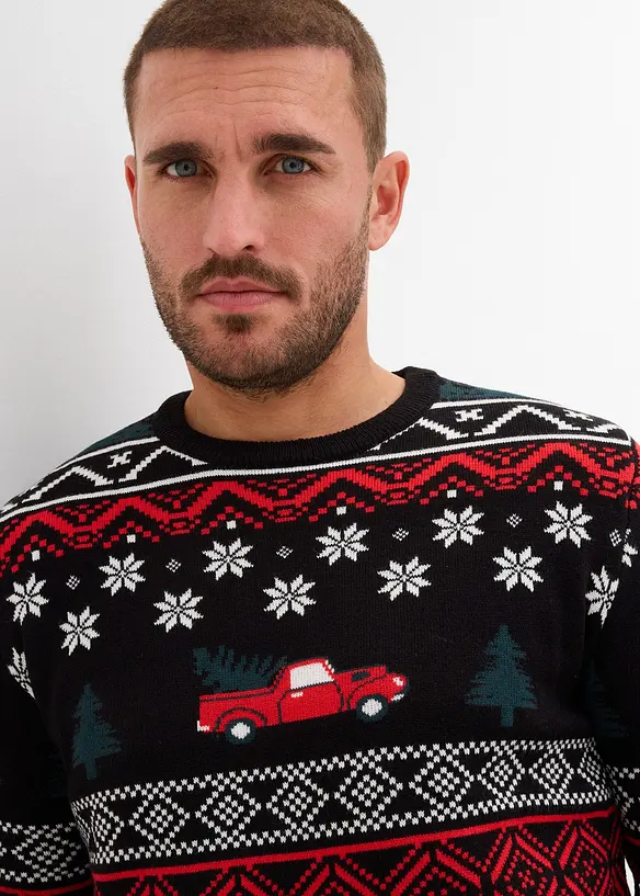 Maglione in filato fine con motivo natalizio, bonprix