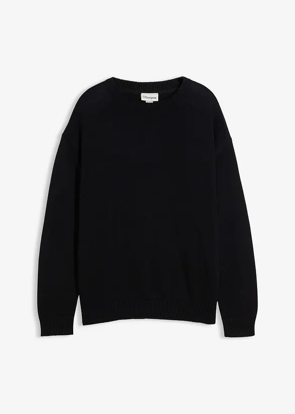 Maglione a girocollo in misto cotone morbido, loose fit, bonprix