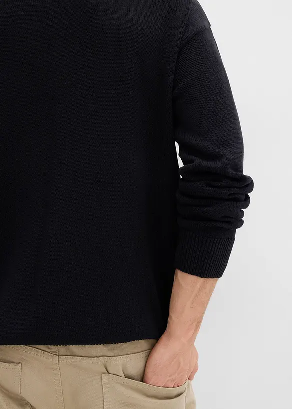 Maglione a girocollo in misto cotone morbido, loose fit, bonprix