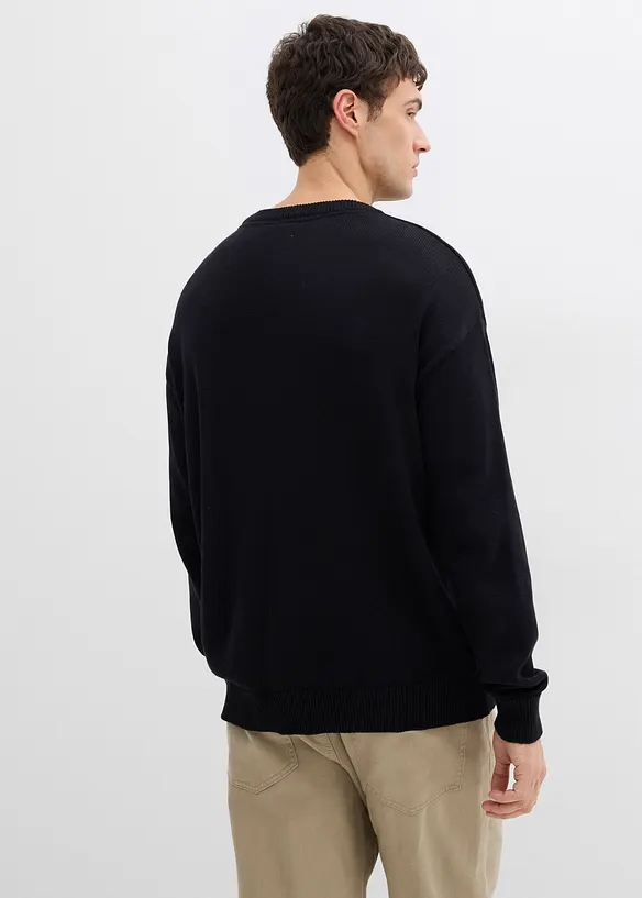 Maglione a girocollo in misto cotone morbido, loose fit, bonprix