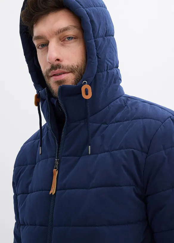 Parka trapuntato e imbottito con cappuccio e dettagli in similpelle, bonprix