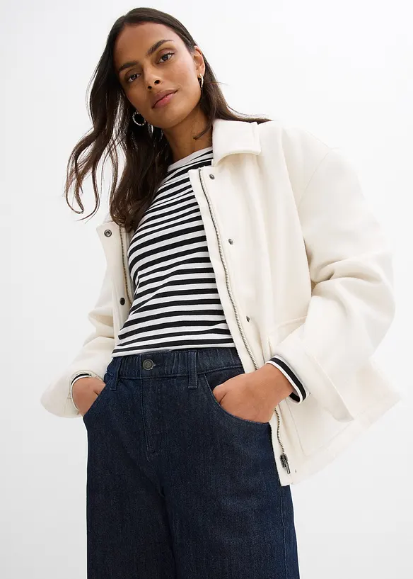 Jeans wide leg con cinta comoda, vita alta, bonprix