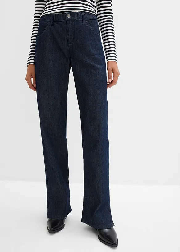 Jeans wide leg con cinta comoda, vita alta, bonprix
