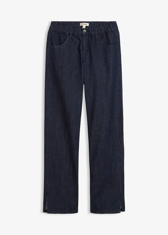 Jeans wide leg con cinta comoda, vita alta, bonprix