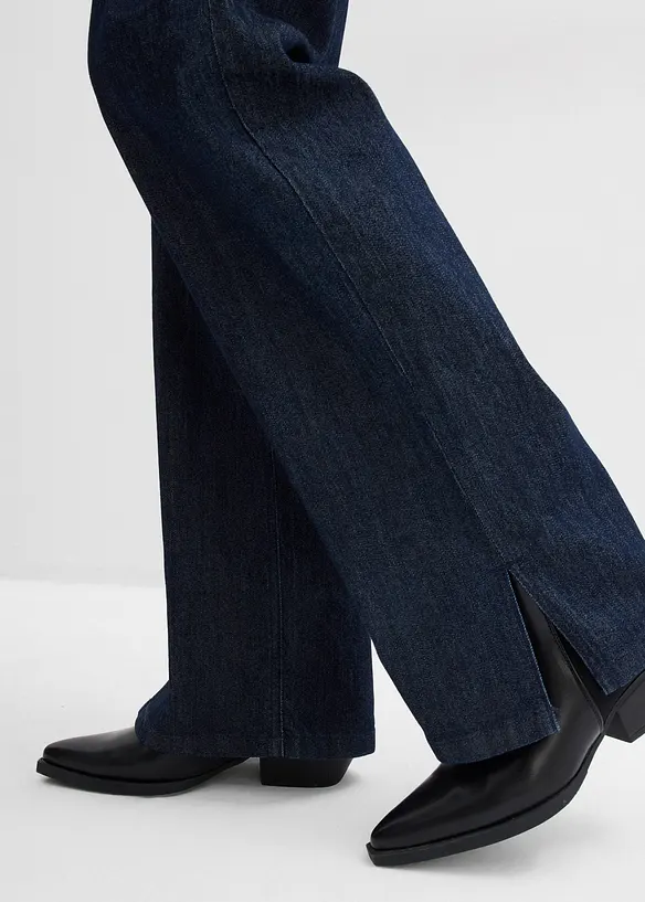 Jeans wide leg con cinta comoda, vita alta, bonprix