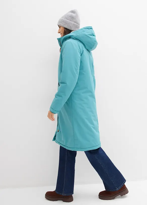 Giubbotto invernale con pellicciotto teddy al cappuccio, bonprix