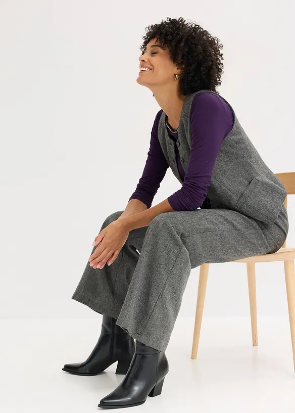 Maglia con inserto in mesh e pietruzze glitterate, bonprix