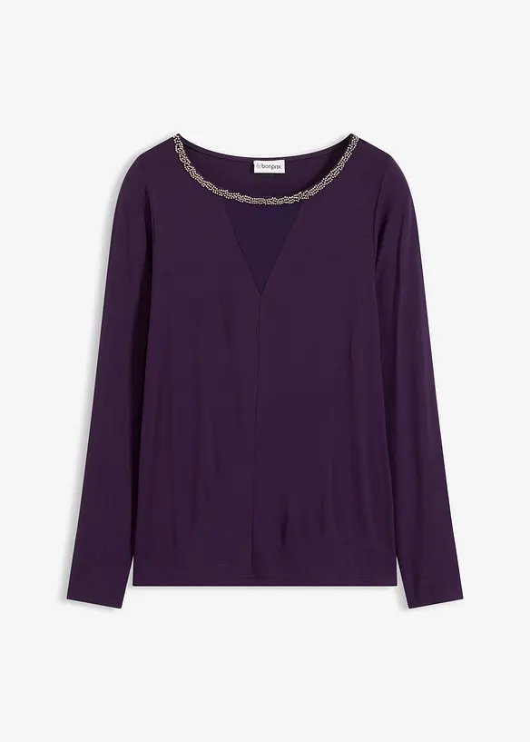 Maglia con inserto in mesh e pietruzze glitterate, bonprix