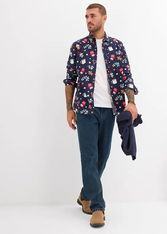 Camicia a maniche lunghe natalizia in puro cotone, bonprix