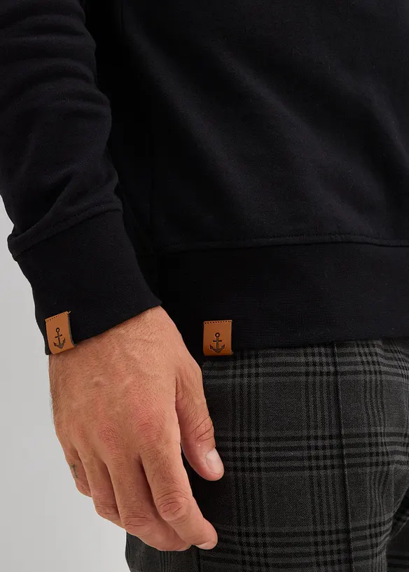 Felpa con collo a scialle in puro cotone biologico, bonprix