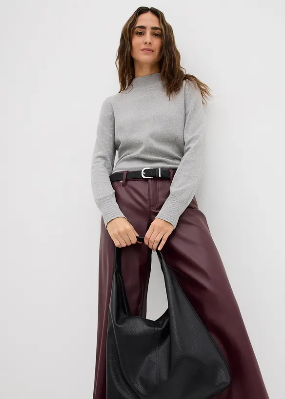 Pantaloni larghi in similpelle, bonprix