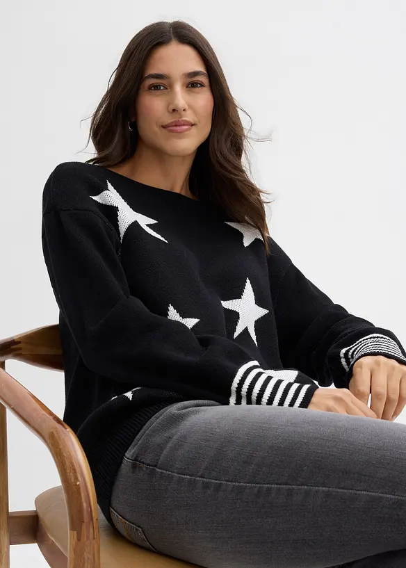 Maglione oversize con stelle, bonprix