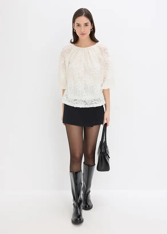 Blusa con motivo floreale operato, bonprix