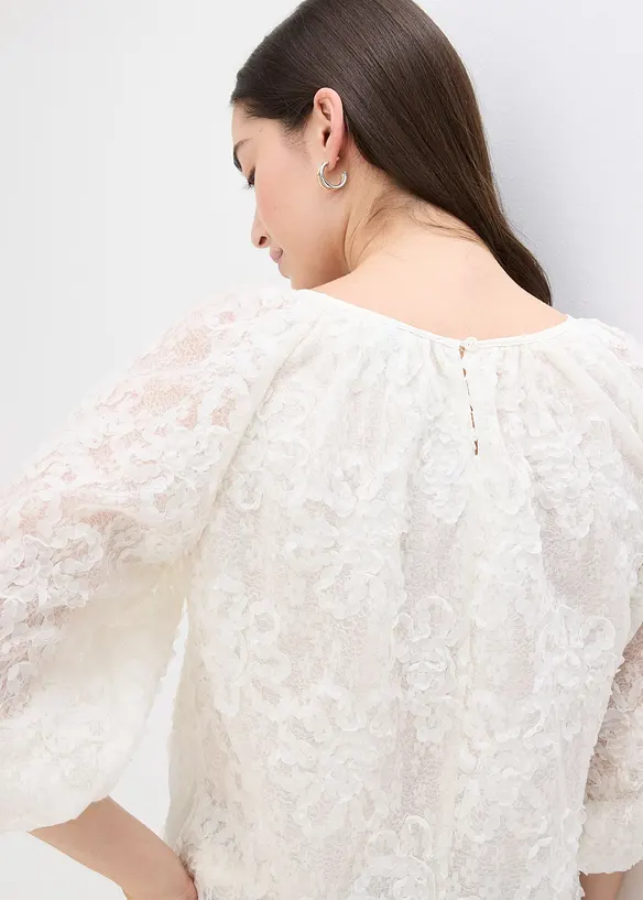 Blusa con motivo floreale operato, bonprix