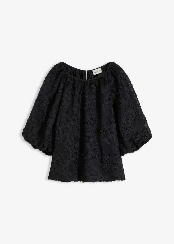Blusa con motivo floreale operato, bonprix
