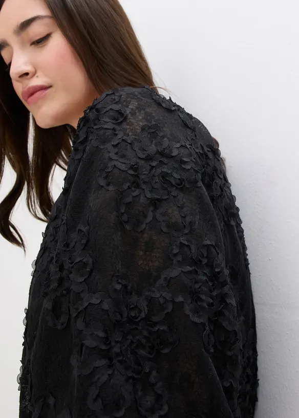 Blusa con motivo floreale operato, bonprix