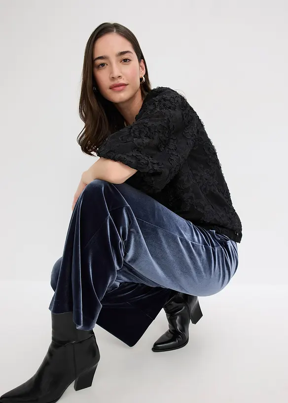 Blusa con motivo floreale operato, bonprix