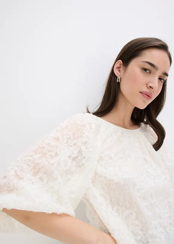 Blusa con motivo floreale operato, bonprix