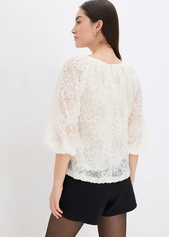 Blusa con motivo floreale operato, bonprix