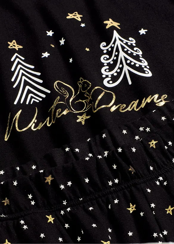 Pigiama in puro cotone con stampa glitterata, bonprix