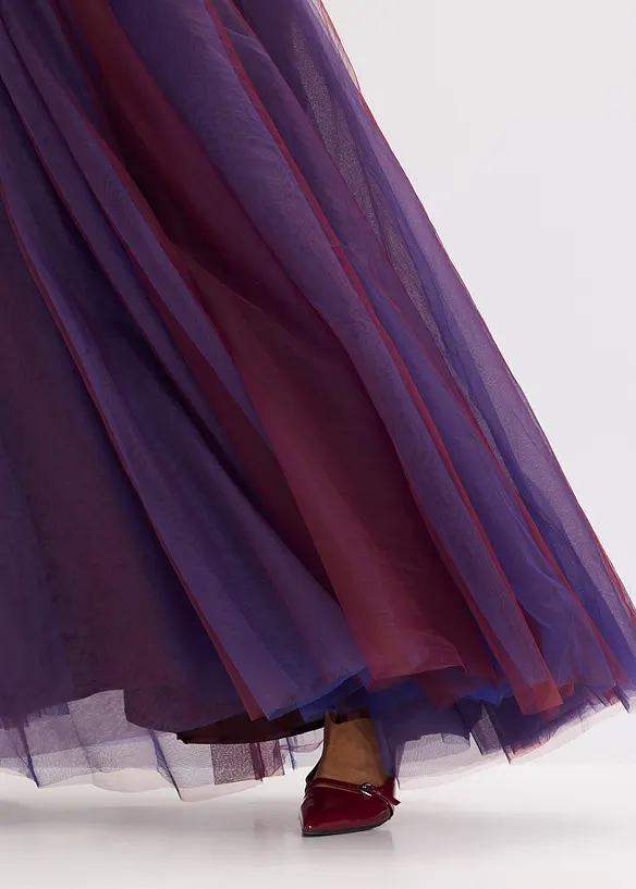 Abito lungo in tulle delicato con pizzo, bonprix