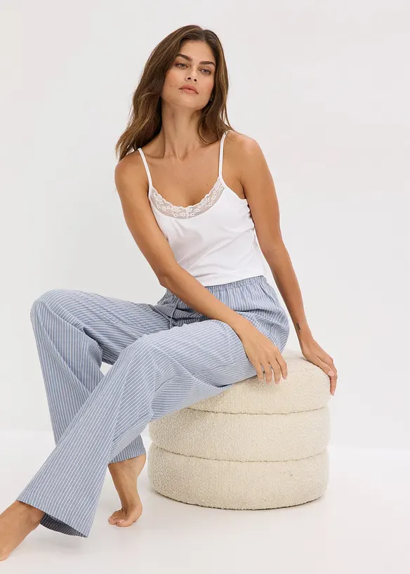 Canottiera con cotone biologico e pizzo (pacco da 2), bonprix