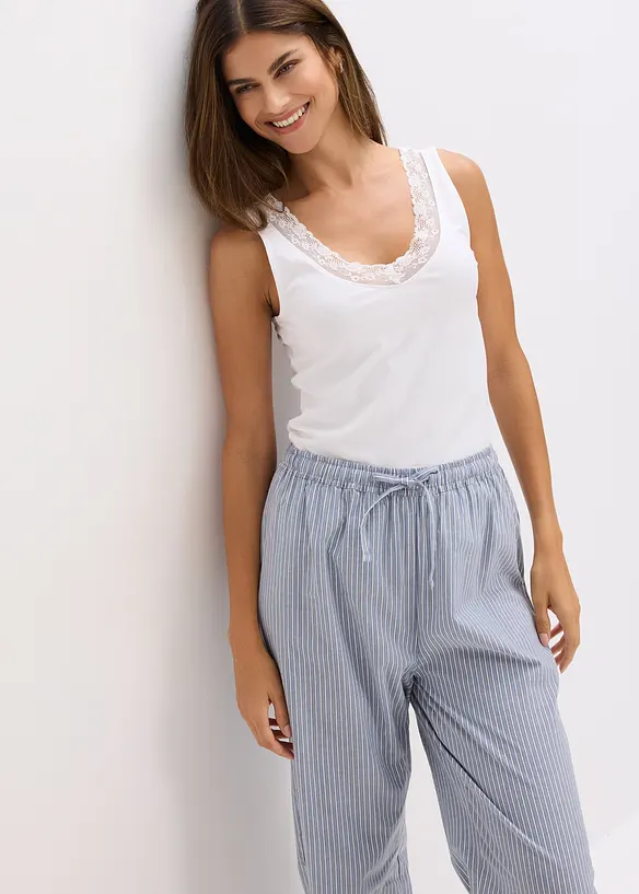 Canottiera con cotone biologico e pizzo (pacco da 2), bonprix