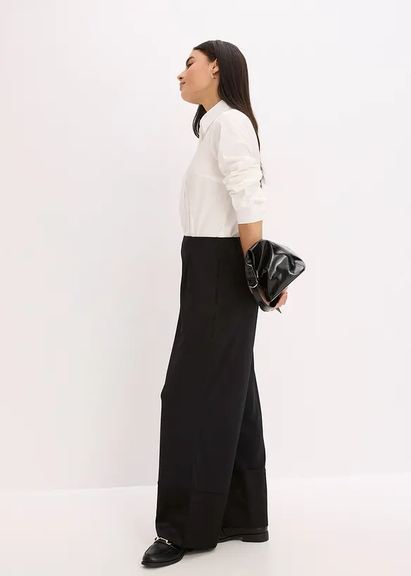 Pantaloni in jersey con inserti di satin, bonprix