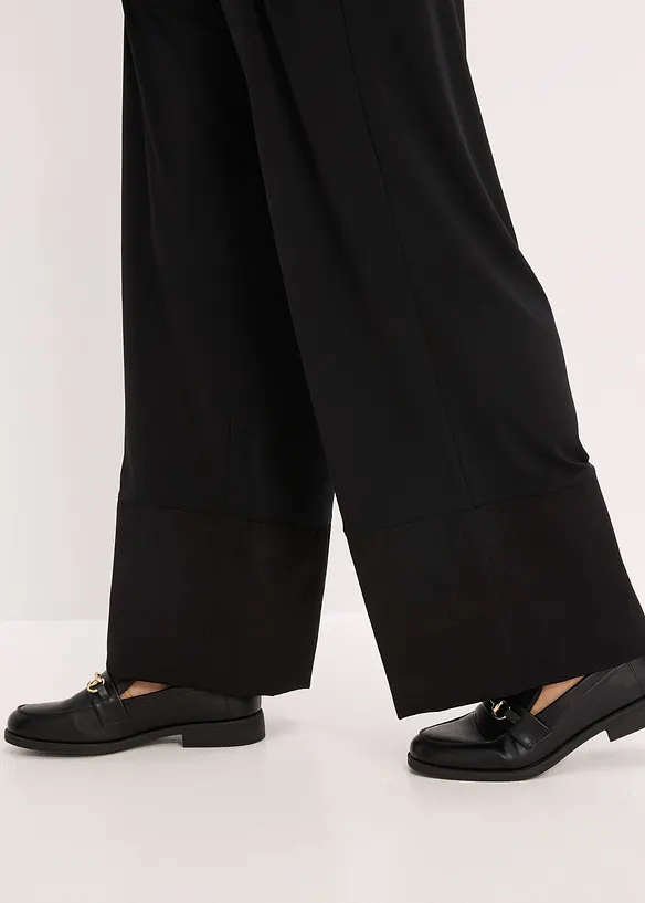 Pantaloni in jersey con inserti di satin, bonprix