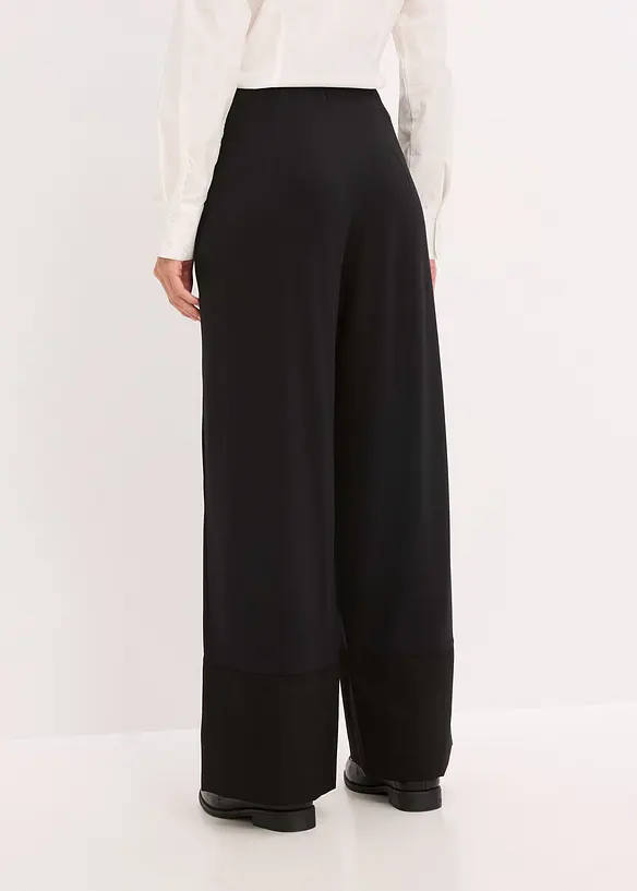Pantaloni in jersey con inserti di satin, bonprix