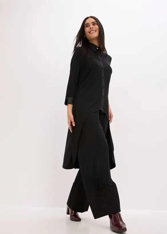 Blusa di jersey con inserti di satin, bonprix