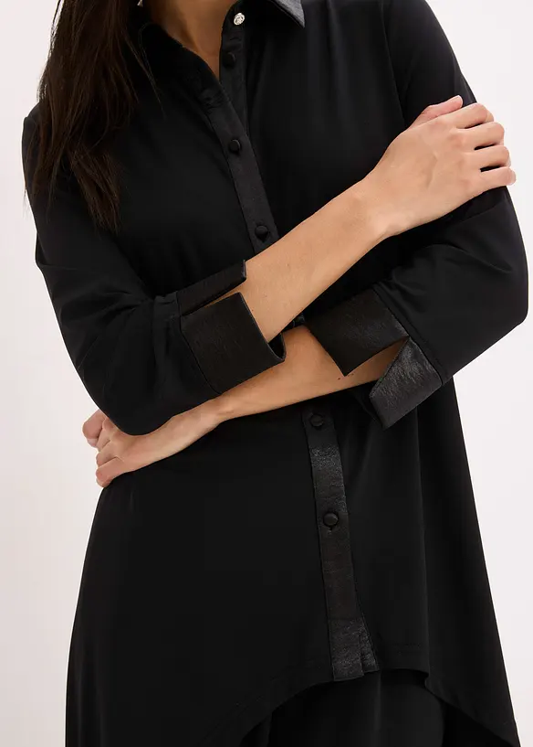 Blusa di jersey con inserti di satin, bonprix