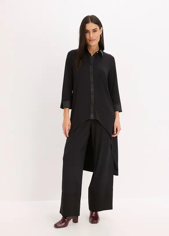 Blusa di jersey con inserti di satin, bonprix