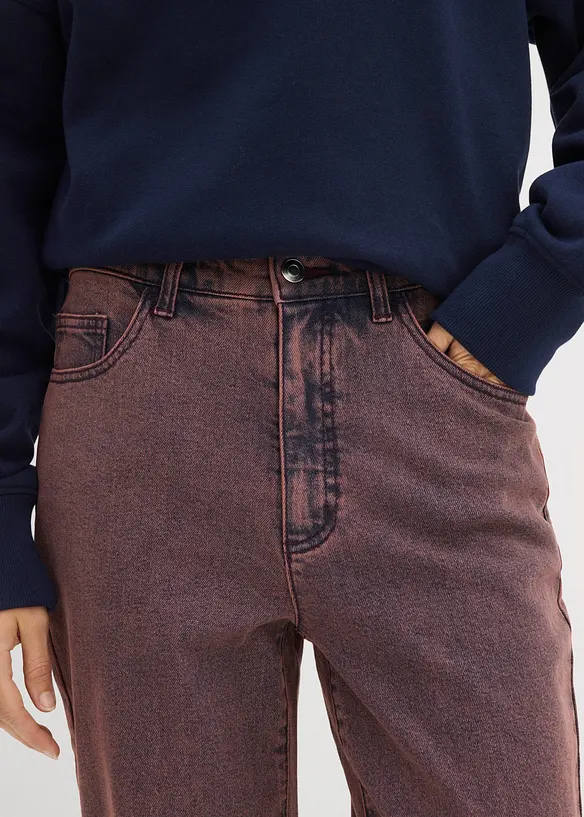 Pantaloni in twill con effetto slavato, bonprix