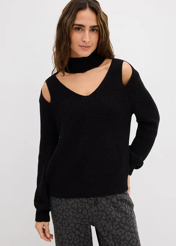 Maglione in  filato grosso con cut-out, bonprix