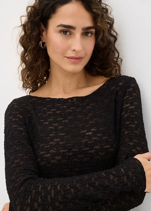 Maglia in pizzo a maniche lunghe, bonprix