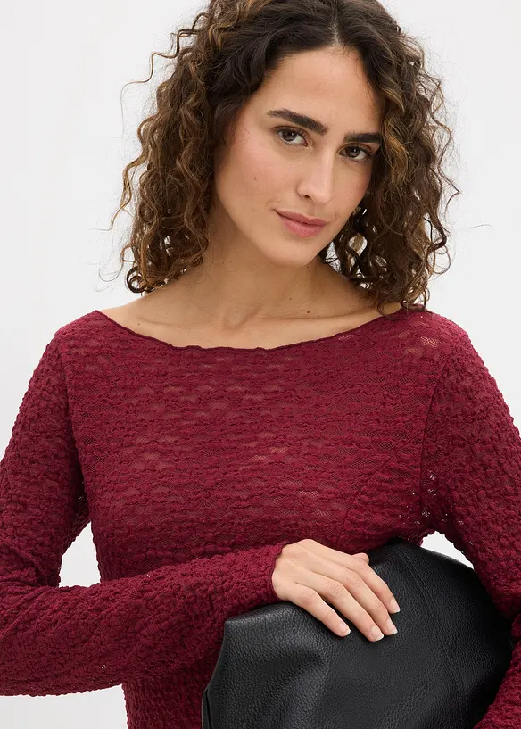 Maglia in pizzo a maniche lunghe, bonprix