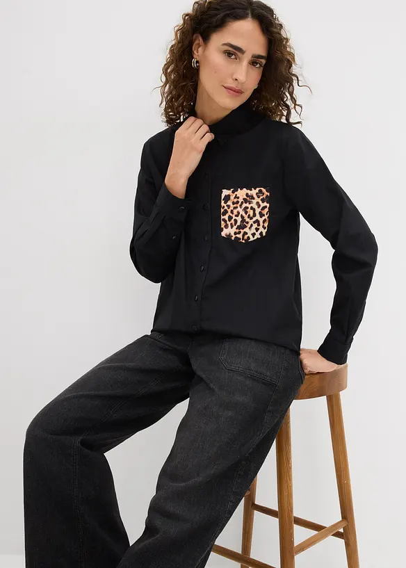 Camicia oversize con tasca a contrasto, bonprix