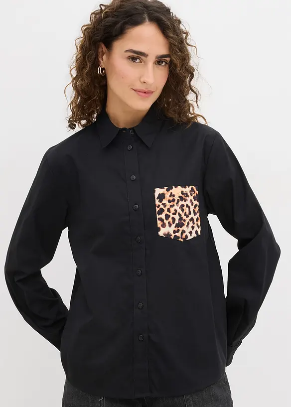 Camicia oversize con tasca a contrasto, bonprix