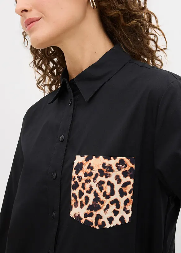 Camicia oversize con tasca a contrasto, bonprix