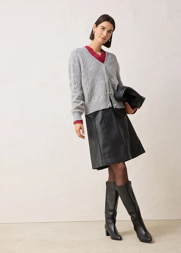 Cardigan traforato con lana, bonprix