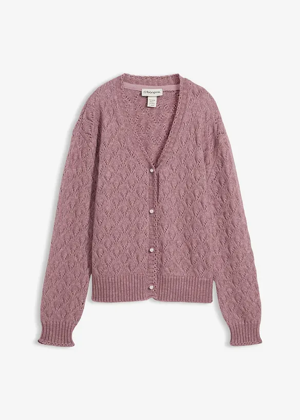 Cardigan traforato con lana, bonprix