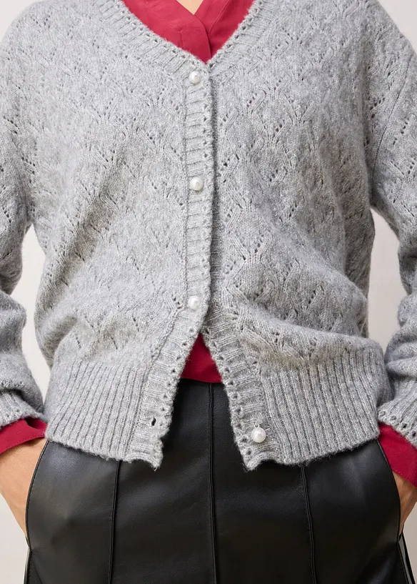 Cardigan traforato con lana, bonprix