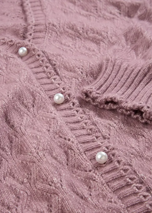 Cardigan traforato con lana, bonprix