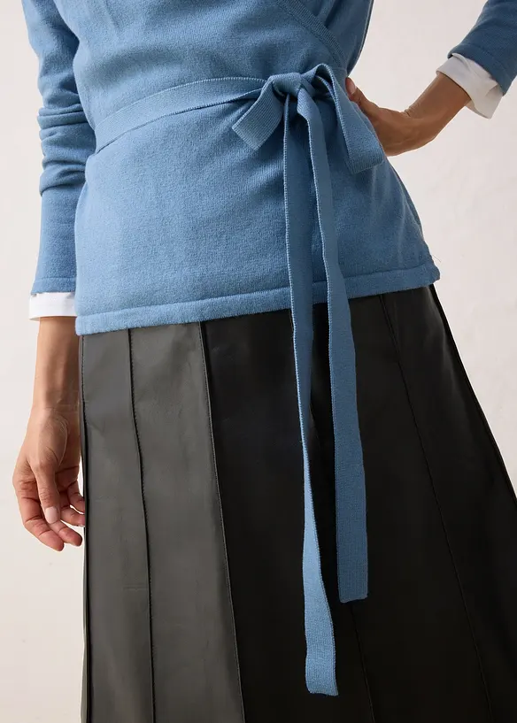 Cardigan incrociato con lana merino, bonprix