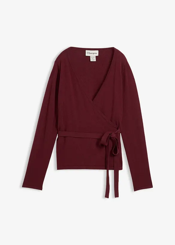 Cardigan incrociato con lana merino, bonprix