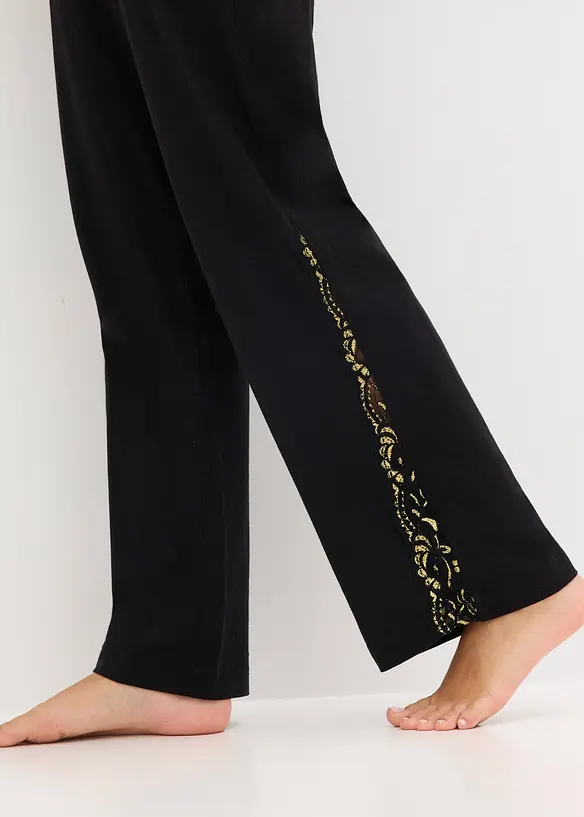 Pigiama con delicato pizzo glitterato, bonprix