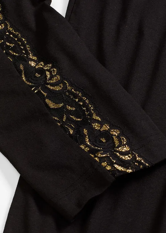 Pigiama con delicato pizzo glitterato, bonprix