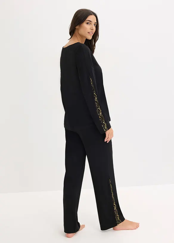 Pigiama con delicato pizzo glitterato, bonprix