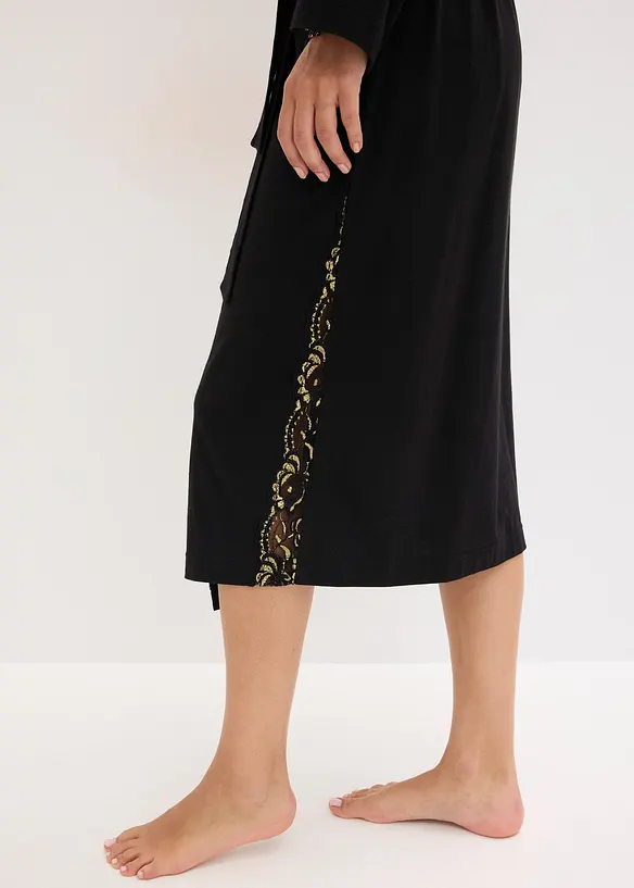 Vestaglia a kimono con delicato pizzo glitterato, bonprix